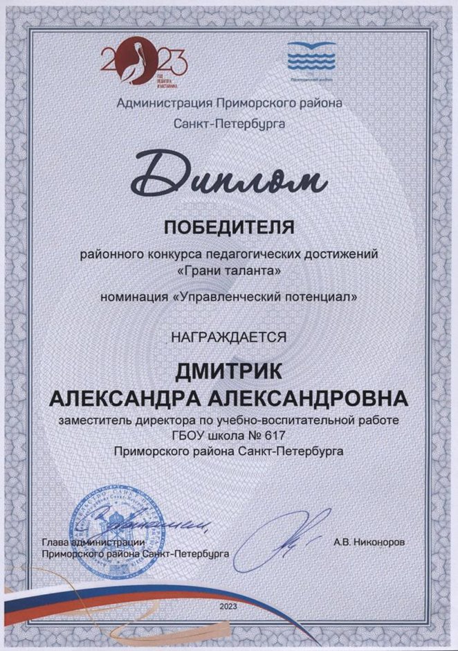 2022-2023 Дмитрик А.А. (Диплом Грани таланта)